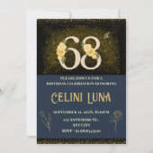 金ゴールドとブラック61番目から69番目のバースデーパーティ招待状 招待状 (正面)