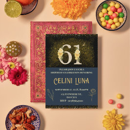 金ゴールドとブラック61番目から69番目のバースデーパーティ招待状 招待状