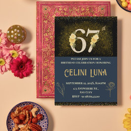 金ゴールドとブラック61番目から69番目のバースデーパーティ招待状 招待状