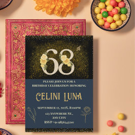 金ゴールドとブラック61番目から69番目のバースデーパーティ招待状 招待状