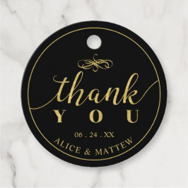 金ゴールドとブラック |エレガントなウェディングありがとうございました フェイバータグ