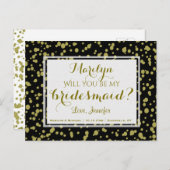 金ゴールドとブラック・グラム | 私の花嫁のメイドになってくれない？ インビテーションポストカード (正面/裏面)