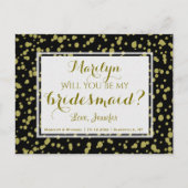 金ゴールドとブラック・グラム | 私の花嫁のメイドになってくれない？ インビテーションポストカード (正面)