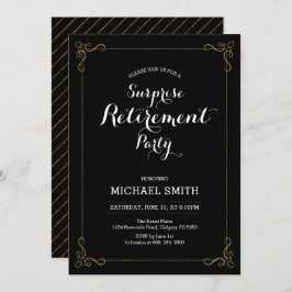 金ゴールドとブラック |サプライズ退職パーティー 招待状