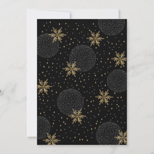 金ゴールドとブラック |シックモダンクリスマスディナーパーティー 招待状 (裏面)