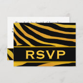 金ゴールドとブラック·タイガー·プリントRSVP結婚の対応 出欠カード (正面/裏面)