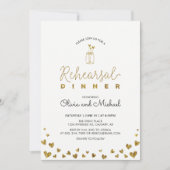 金ゴールドとブラック | ハートリハーサルディナー招待状 招待状 (正面)