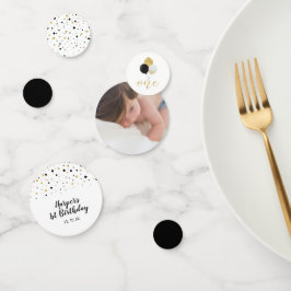 金ゴールドとブラック |バルーン1st誕生日パーティー コンフェッティ