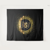 金ゴールドとブラック・バースデーパーティーのタペストリーの背景 タペストリー (正面(横))