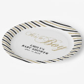 金ゴールドとブラック |ベビーモダンシャワーパーティープレート ペーパープレート (アングル)