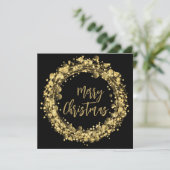 金ゴールドとブラック・メリークリスマス・グリーティング カード (スタンド正面)