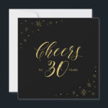 金ゴールドとブラック |モダン30th誕生日パーティー広場 招待状<br><div class="desc">この30歳祝の誕生日パーティの招待状と一緒にスタイリッシュお休みしよう。このデザインは、シックな金ゴールドタイポグラフィ「30年への応援」と黒い背景に金ゴールド輝くグラフィックを備えている。あなたはもしブラック&金ゴールドテーマのバースデーパーティーのためのシンプルシックな広場の招待を探して、この招待は完璧な選択になるだろう。マッチング招待状とパーティー用品は私のショップBaraBomDesignで利用可能。</div>