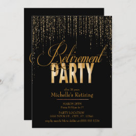 金ゴールドとブラック·リタイアメント·パーティの招待状 招待状