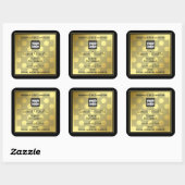 金ゴールドとブラック（ロゴ付き）製品のパッケージラベル スクエアシール (シート)