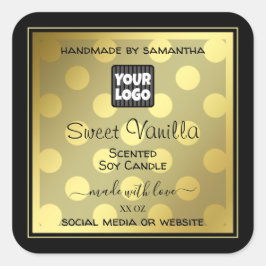 金ゴールドとブラック（ロゴ付き）製品のパッケージラベル スクエアシール