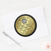 金ゴールドとブラック（ロゴ付き）製品のパッケージラベル ラウンドシール (封筒)