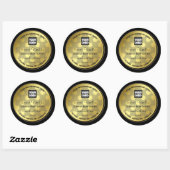 金ゴールドとブラック（ロゴ付き）製品のパッケージラベル ラウンドシール (シート)