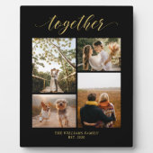 金ゴールドとブラック |一緒に家族のギフト写真コラージュ フォトプラーク (正面)