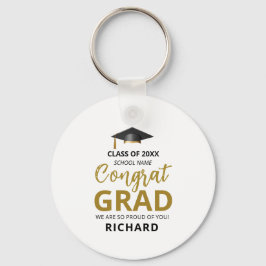 金ゴールドとブラック |卒業モダンのカスタム贈り物 キーホルダー