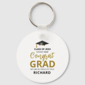 金ゴールドとブラック |卒業モダンのカスタム贈り物 キーホルダー (裏面)