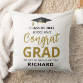 金ゴールドとブラック |卒業モダンのカスタム贈り物 クッション (ブランケット)