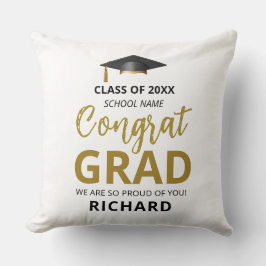 金ゴールドとブラック |卒業モダンのカスタム贈り物 クッション