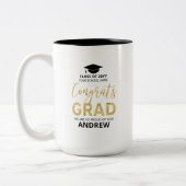 金ゴールドとブラック |卒業モダンのカスタム贈り物 ツートーンマグカップ (左)