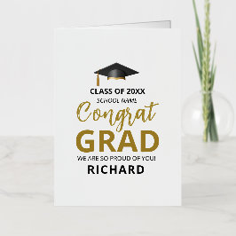 金ゴールドとブラック |卒業モダンのカスタム贈り物 箔グリーティングカード