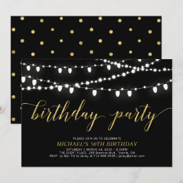 金ゴールドとブラック |成人男子50歳の誕生日パーティー 招待状