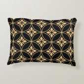 金ゴールドとブラック：抽象芸術フローラヴィンテージ アクセントクッション (裏面)