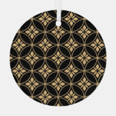 金ゴールドとブラック:抽象芸術フローラヴィンテージ ガラスオーナメント (裏面)