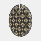 金ゴールドとブラック:抽象芸術フローラヴィンテージ ガラスオーナメント (正面左)