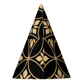 金ゴールドとブラック：抽象芸術フローラヴィンテージ パーティーハット (裏面)