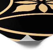 金ゴールドとブラック：抽象芸術フローラヴィンテージ ポスター (角)