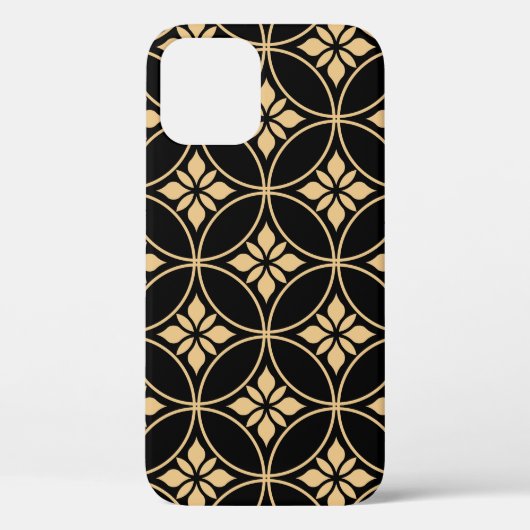 金ゴールドとブラック：抽象芸術フローラヴィンテージ Case-Mate iPhoneケース (裏面)