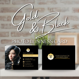 金ゴールドとブラック、独自の写真を顔シルエットに追加 名刺