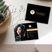 金ゴールドとブラック、独自の写真を顔シルエットに追加 名刺
