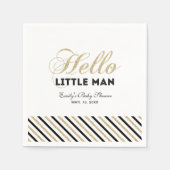 金ゴールドとブラック |男のモダン子の赤ちゃんシャワーペーパーナプキン スタンダードカクテルナプキン (正面)