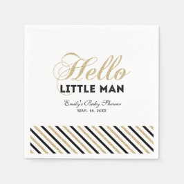 金ゴールドとブラック |男のモダン子の赤ちゃんシャワーペーパーナプキン スタンダードカクテルナプキン