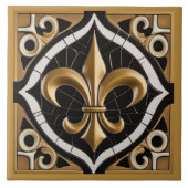 金ゴールドとブラック（紋章の）フラ・ダ・リフェイクレリーフ、 浮き彫りタン タイル (正面)