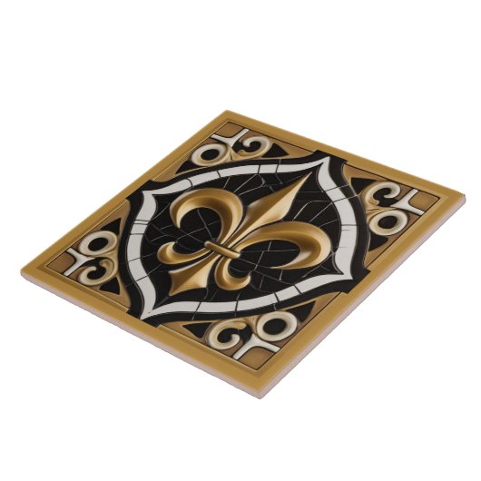 金ゴールドとブラック（紋章の）フラ・ダ・リフェイクレリーフ、 浮き彫りタン タイル (側面)