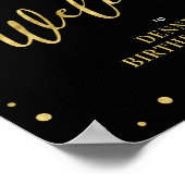 金ゴールドとブラック |紙吹雪モダンようこそパーティー署名 ポスター (角)