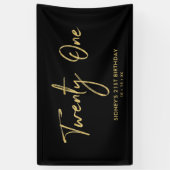 金ゴールドとブラック |誕生日パーティーバナー 横断幕 (縦)