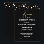 金ゴールドとブラック、60th誕生日パーティー 招待状<br><div class="desc">この洗練されたフェイク*金ゴールドとブラックのテーマ祝は、このマイルストーンの誕生日イベント。文字は完全にカスタマイズ可能。エレガント.*金ゴールド印刷されたグラフィック</div>
