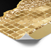 金ゴールドとブラックglam涙Sweet sixteen歓迎 ポスター (角)