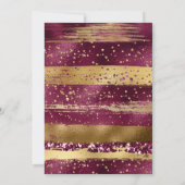 金ゴールドとブルゴーニュのストロークと結婚紙吹雪 招待状 (裏面)