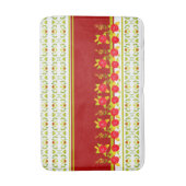 金ゴールドとブルゴーニュのフローラアクセント バスマット (正面縦)