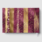 金ゴールドとブルゴーニュのブラシのストローク,紙吹雪結婚の ゲストブック (裏面)