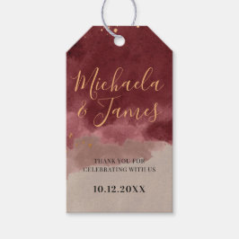 金ゴールドとブルゴーニュの水の色の贈り物ラベル ギフトタグ