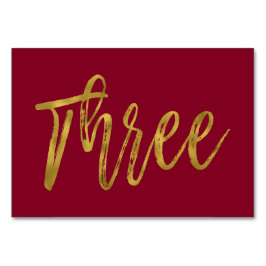 金ゴールドとブルゴーニュエレガントーのテーブル番号3 テーブルナンバー